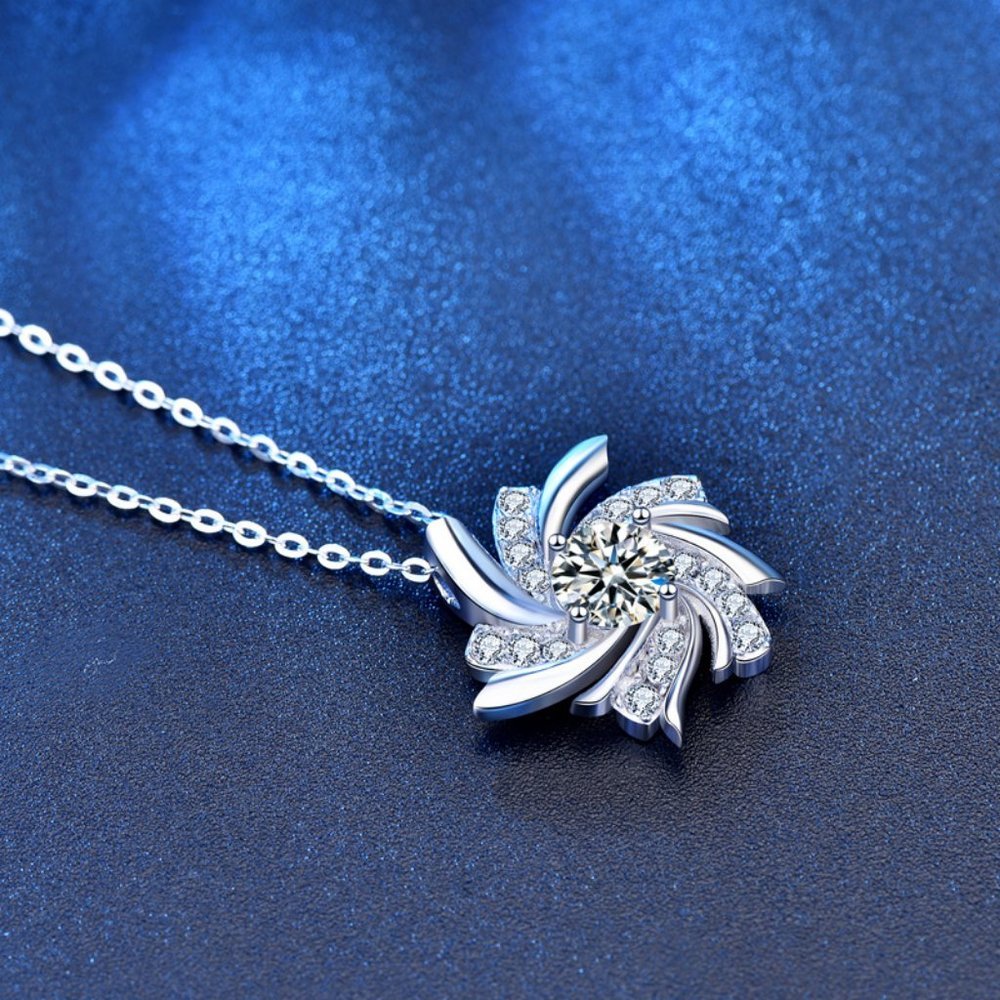 Certified 1/2 ct. t.w. Diamond Moissanite Windmill Necklace NEW B - Picture 4 of 9